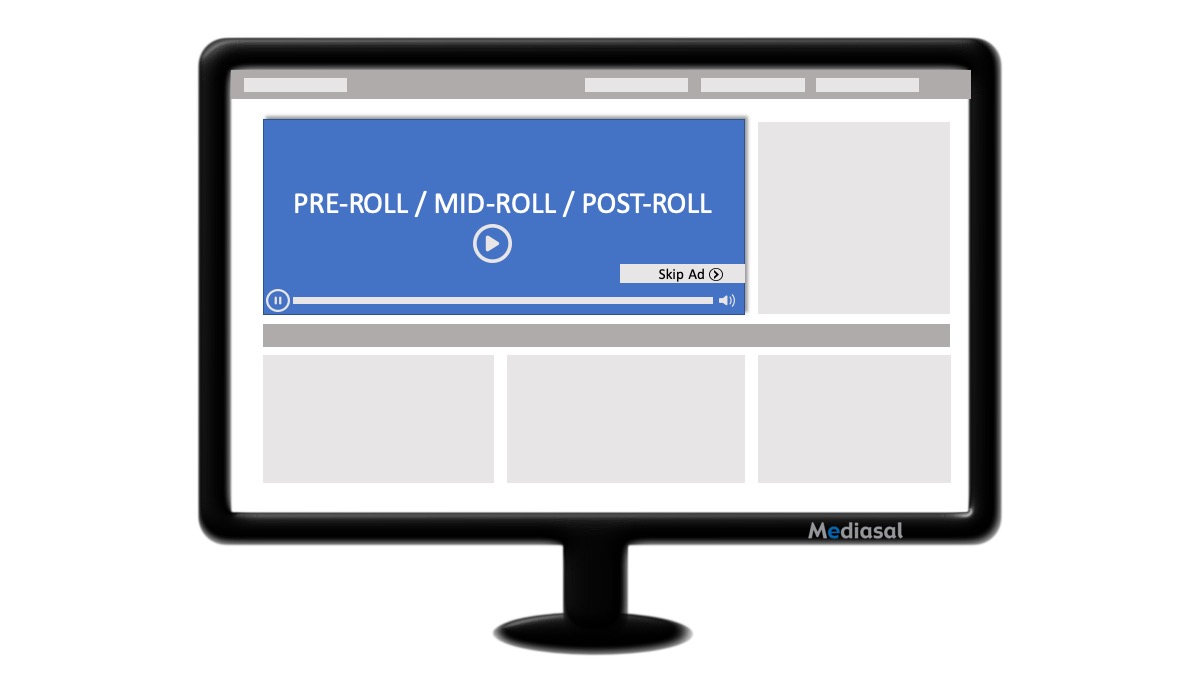 Imagen descriptiva formato pre-roll, mid-roll, post-roll.